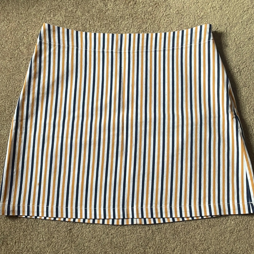 Forever 21 Striped Skirt (white, mustard yellow, and navy blue)